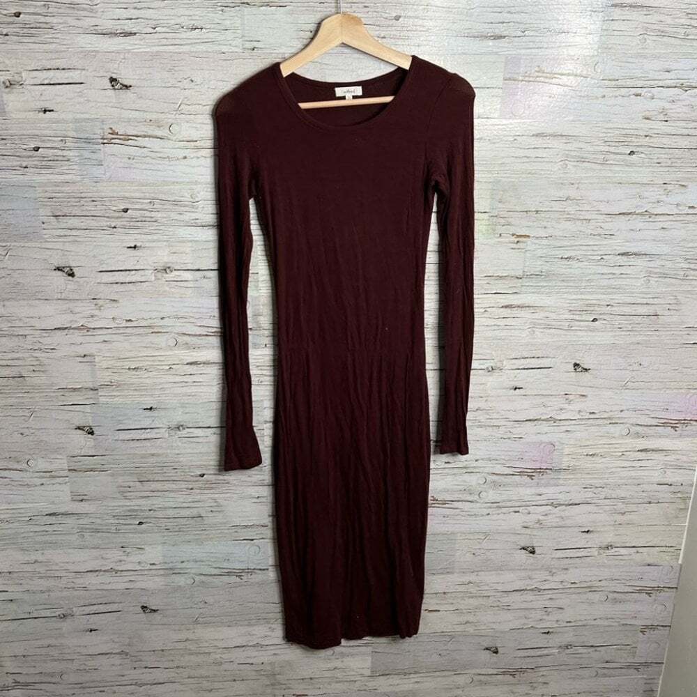 Wilfred burgundy red long sleeve maxi dress size xs aritzia